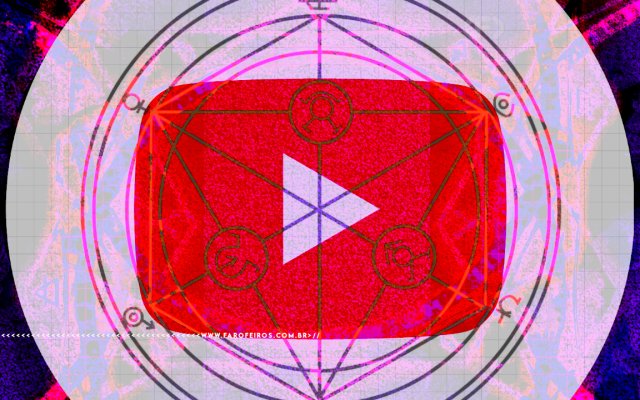 Logo do YouTube com símbolos de alquimia.