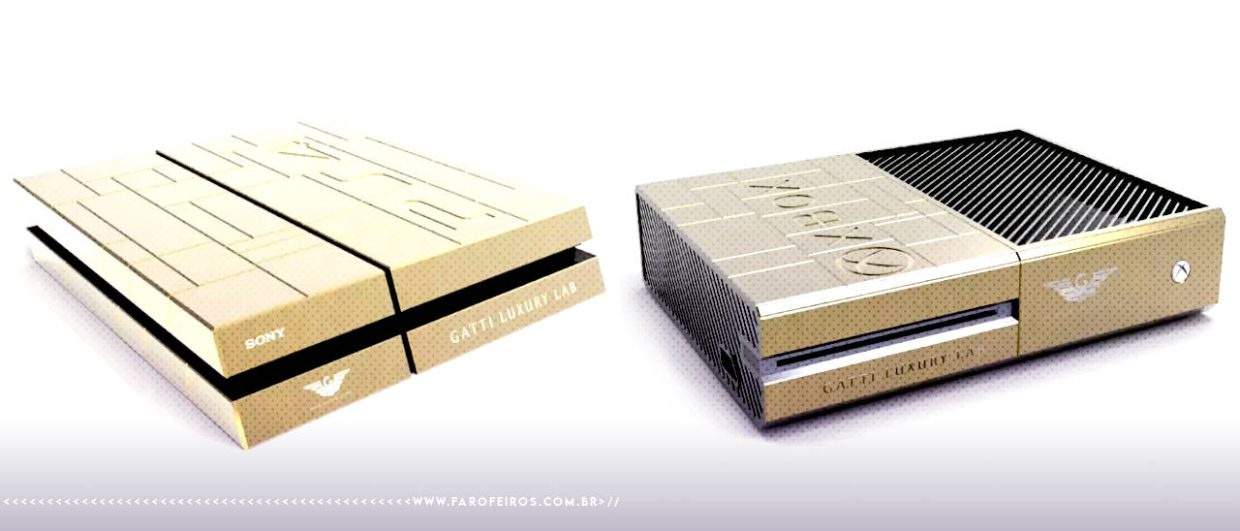 PS4 e Xbox One de ouro - FAROFEIROS.COM.BR