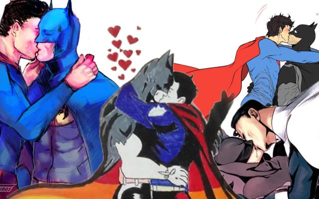 Batman beijando Superman em Poços de Caldas