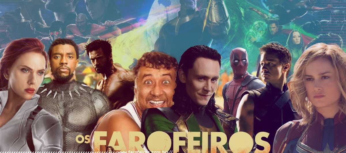 Montagem sátírica que mistura personagem do filme Os Farofeiros com personagens da Marvel Studios. À frente, em destaque, vemos Lima abraçando Loki por trás. Na parte inferior, a marca d'água do site www.farofeiros.com.br