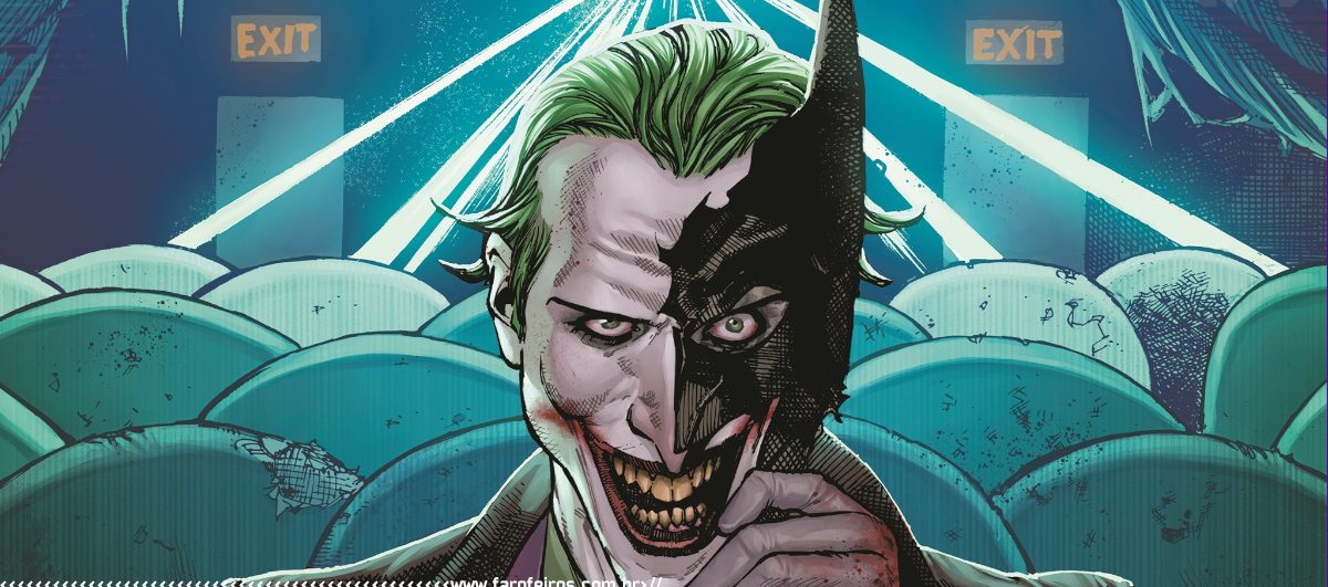Mestre de nada - Coringa usando uma máscara do Batman - www.farofeiros.com.br