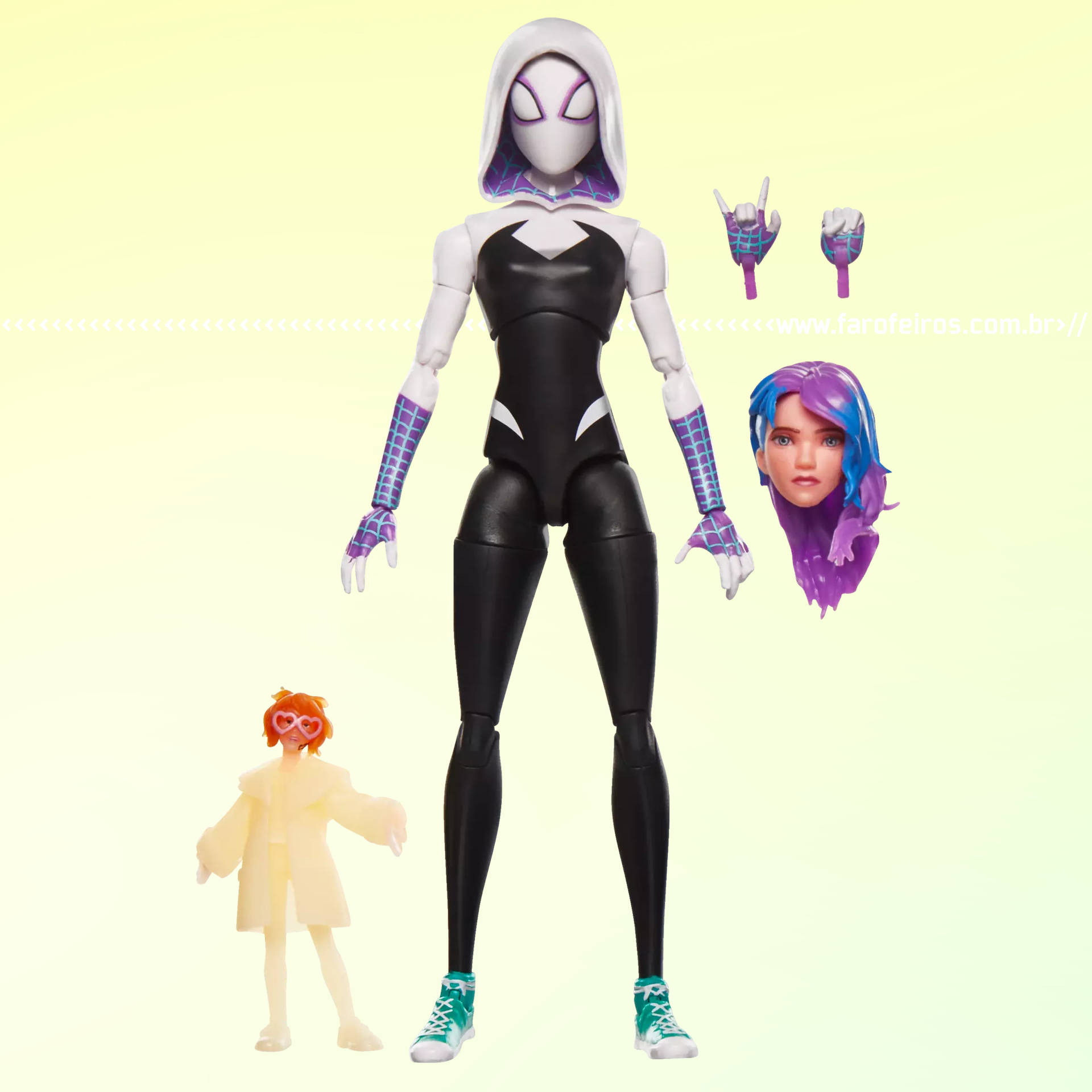 Bonecos de Aranhaverso 2 Hasbro Series 2 - Ghost Spider - Gwen Stacy e Lyla