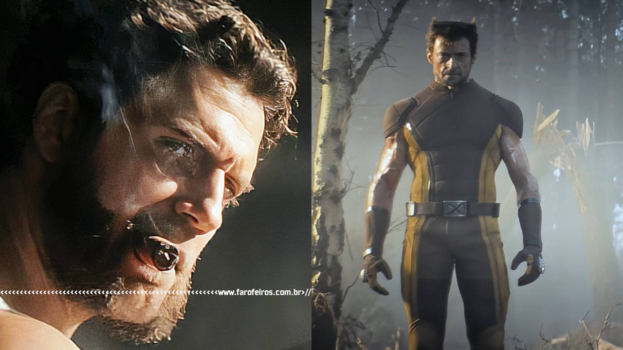 Henry Cavill como Wolverine e Wolverine com traje marrom - Filme Deadpool ee Wolverine