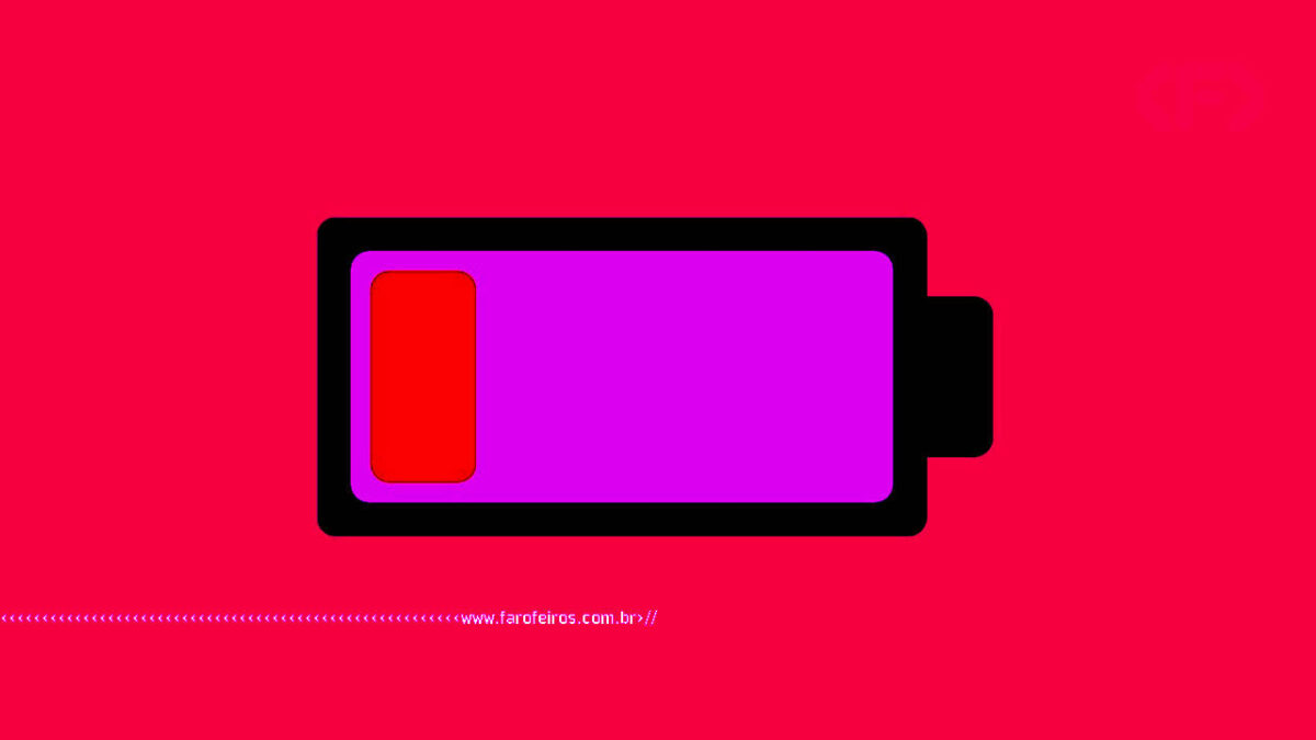 Imagem vermelha com o símbolo de bateria de celular perto do fim - Esgotado
