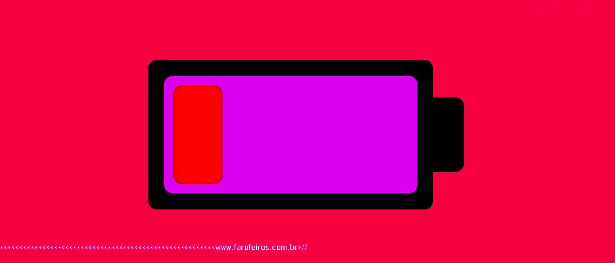 Imagem vermelha com o símbolo de bateria de celular perto do fim - Esgotado