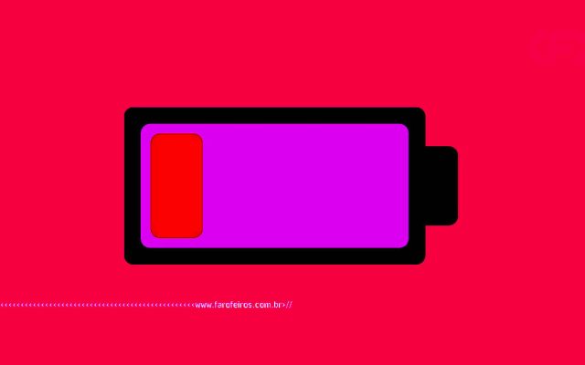 Imagem vermelha com o símbolo de bateria de celular perto do fim - Esgotado