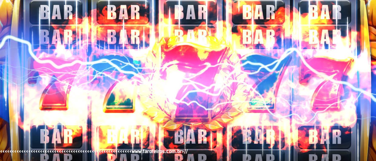 Montagem mostra uma máquina de slots digital como se estivesse explodindo - APOSTA SEM FIM - Paola Costa - blog FAROFEIROS