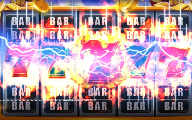 Montagem mostra uma máquina de slots digital como se estivesse explodindo - APOSTA SEM FIM - Paola Costa - blog FAROFEIROS