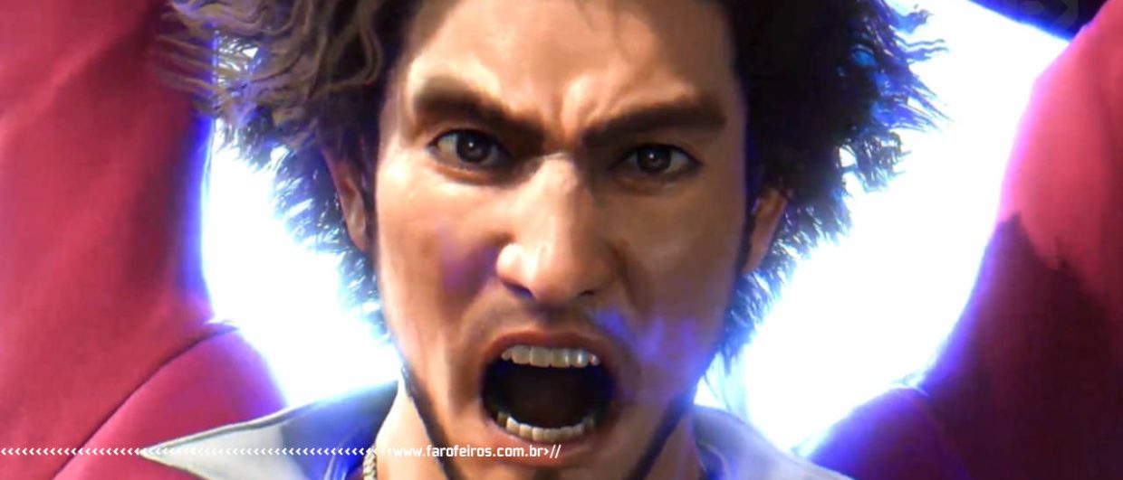 Personagem do jogo Yakuza Like a Dragon em foco gritando com você - Cada vez mais cético - blog FAROFEIROS