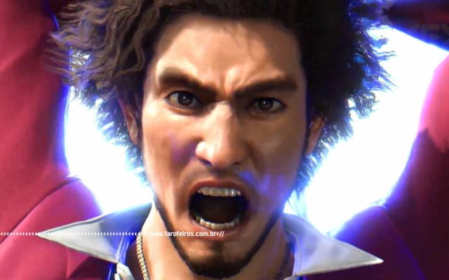 Personagem do jogo Yakuza Like a Dragon em foco gritando com você - Cada vez mais cético - blog FAROFEIROS