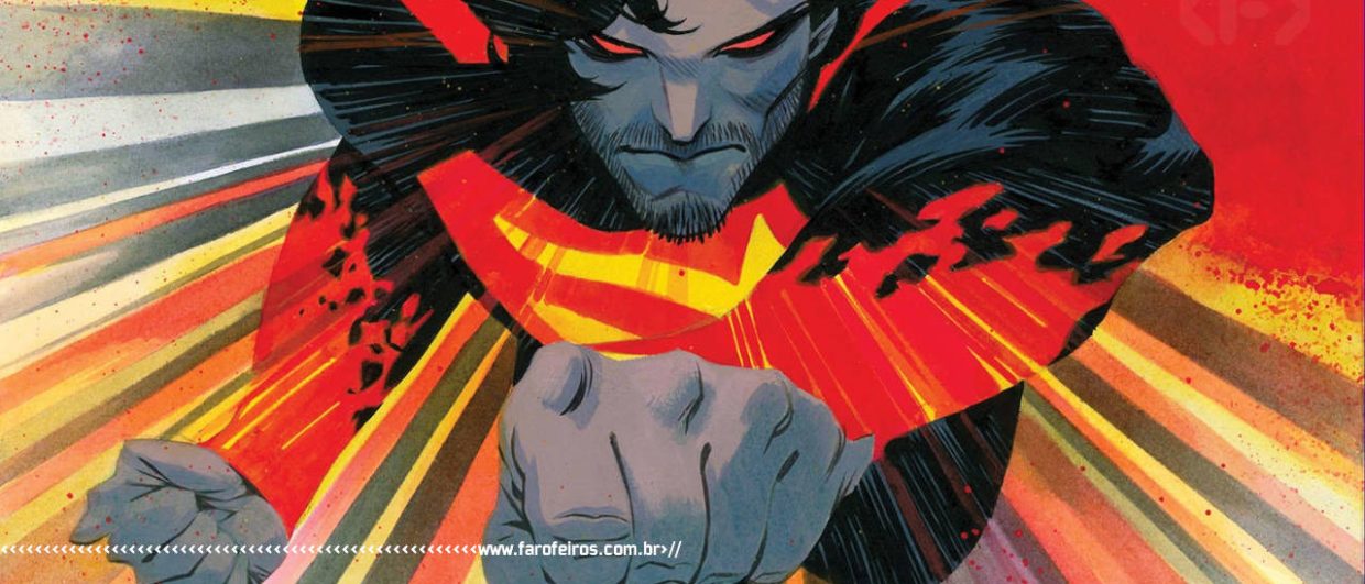 O novo Superman brasileiro da DC - Kal El voando em sua direçã com punhos fechados e olhos vermelhos - BLOG FAROFEIROS