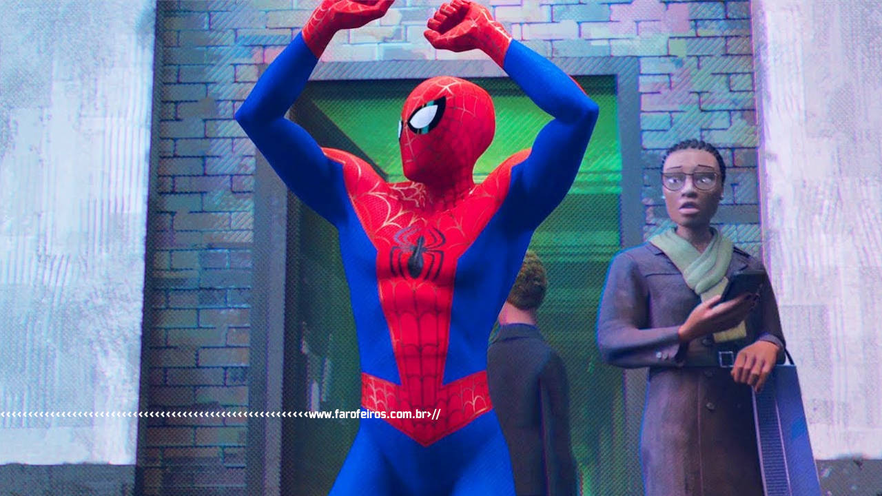 Grandes poderes sem responsabilidades - Homem Aranha dançando no Aranhaverso - blog FAROFEIROS