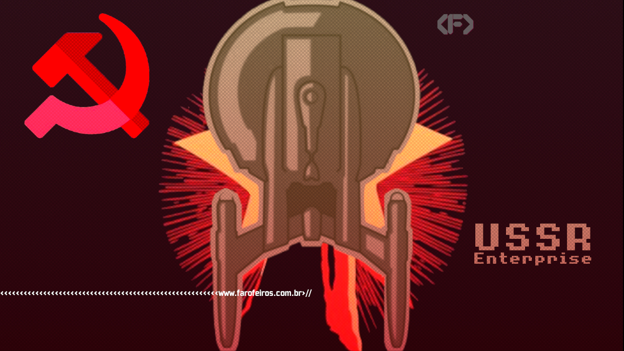 Star Trek é socialista - Ícones da Enterprise e símbolos comunista com USSR Enterprise escrito - blog FAROFEIROS