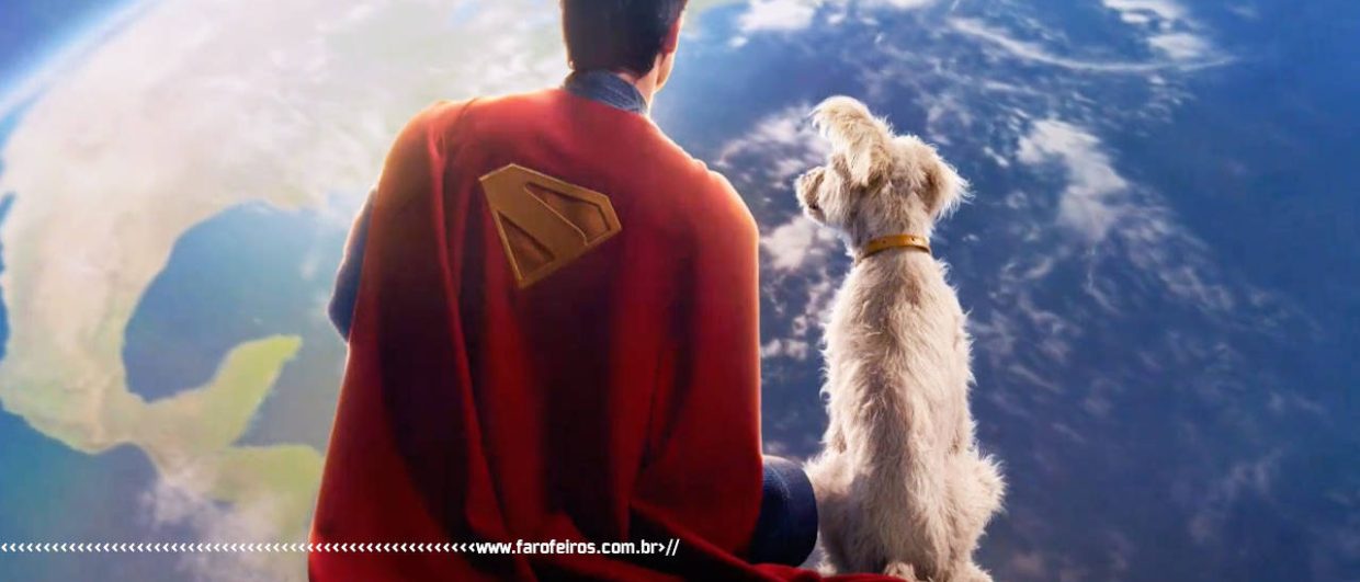 Superman e Krypto vislumbram o planeta Terra visto de um meteorito estacionado próximo do planeta - O legado do Superman - James Gunn - blog FAROFEIROS