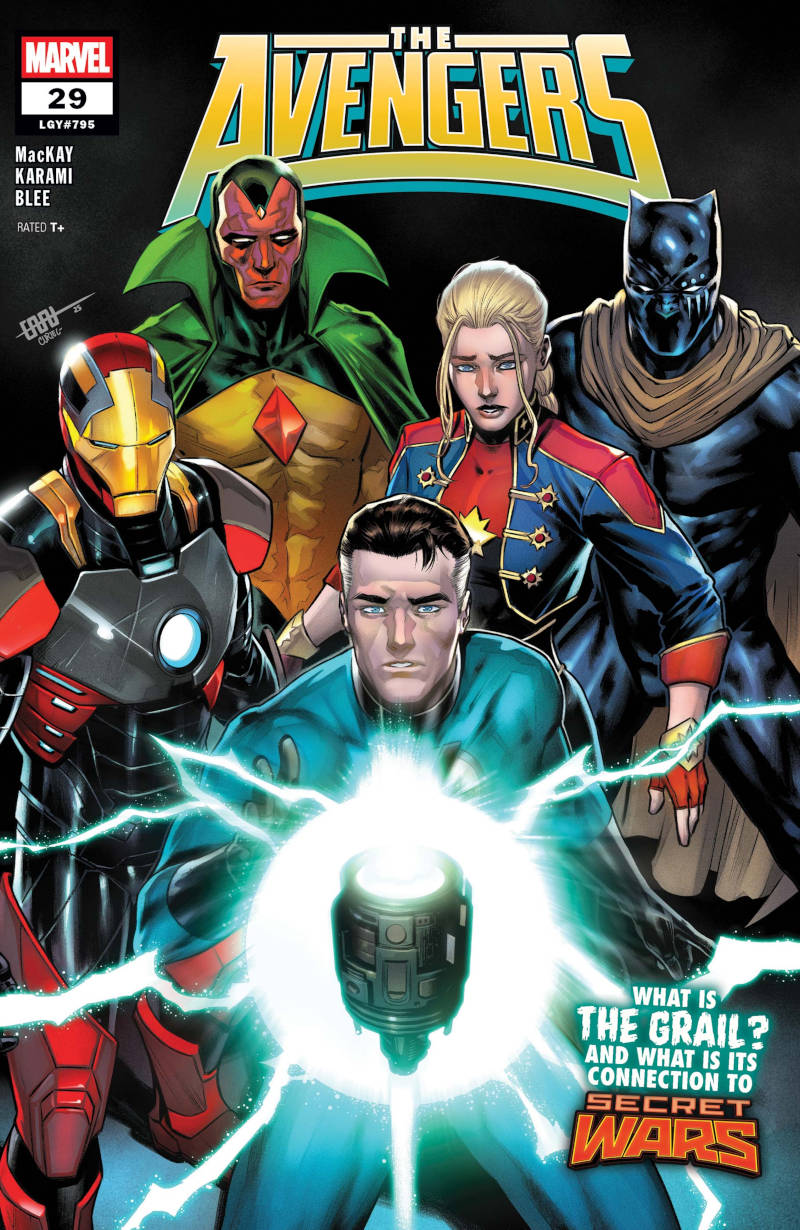 Capa de Avengers #29 da Marvel Comics com os Vingadores e Reed Richards - blgo FAROFEIROS