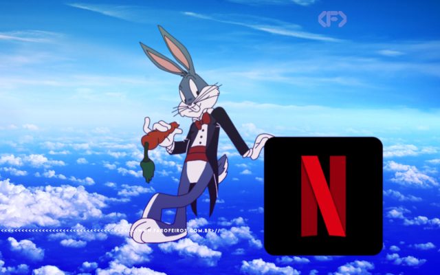 Pernalonga em montagem com o logo tipo da Netflix - blog FAROFEIROS
