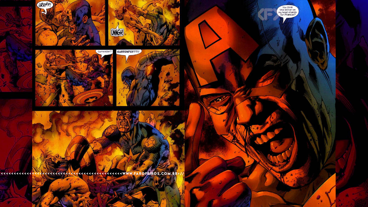 Como o Ultimate Marvel salvou a Marvel Comics - Você acha que essa letra na minha testa é de França - Capitão América - blog FAROFEIROS