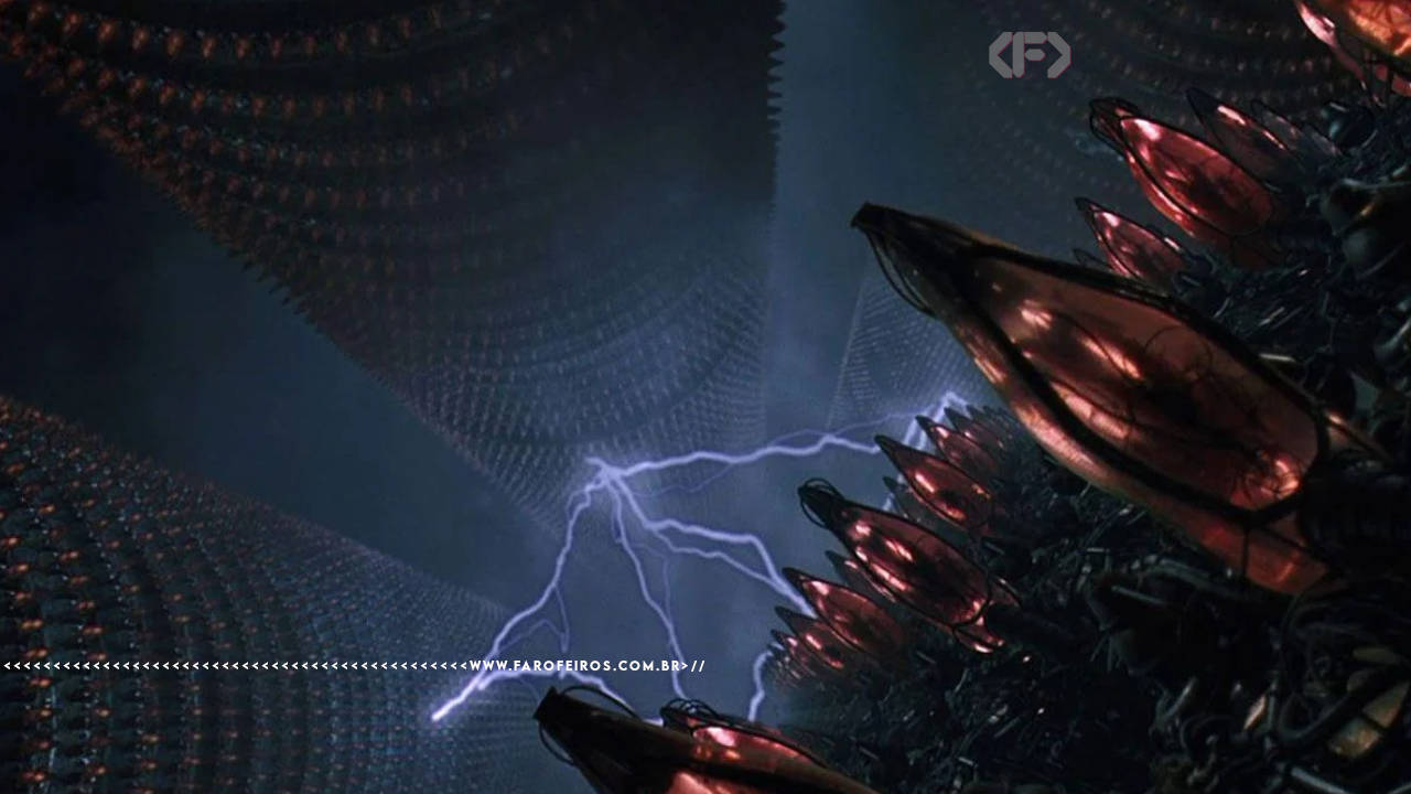 Cena de Matrix mostrando humanos cultivados como baterias - FAROFEIROS.COM.BR