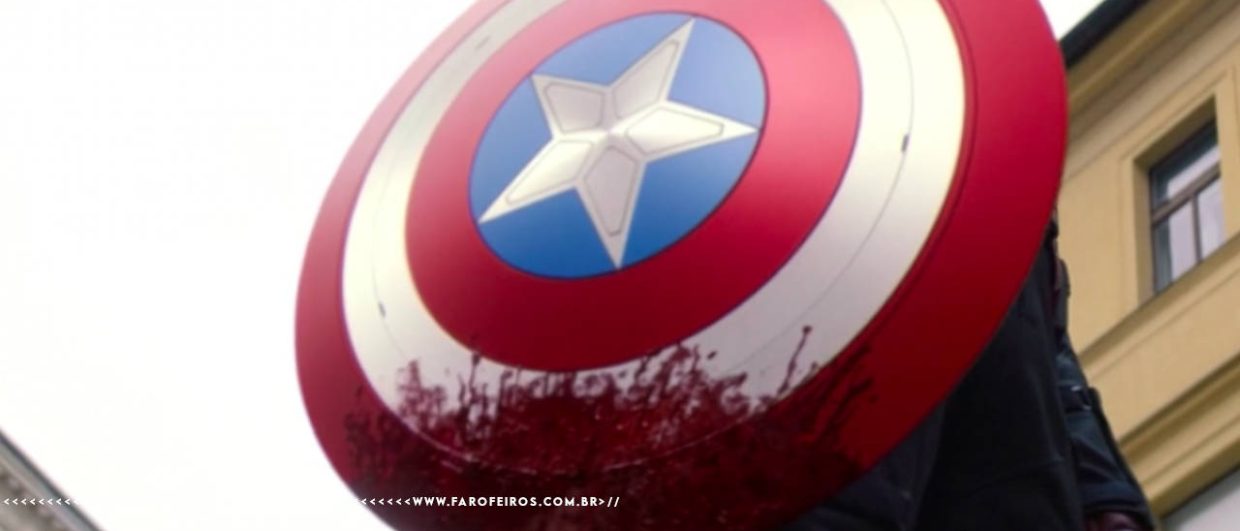 Escudo do Capitão América com sangue - Agente Americano - FAROFEIROS.COM.BR