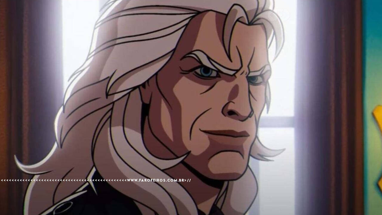 Magnus o Magneto de X-Men sorri na direção do espectador à frente de uma janela. Na parte inferior, a marca d'água do site www.farofeiros.com.br