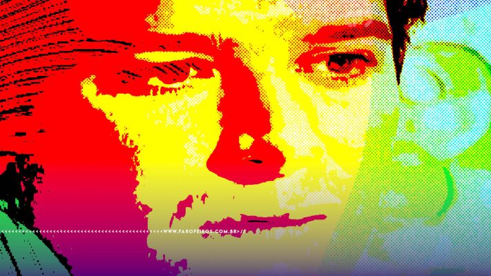 Clone do ator Murilo Benício na novela O Clone com imagem com efeito de super exposição com cores gritantes e efeito reticular.