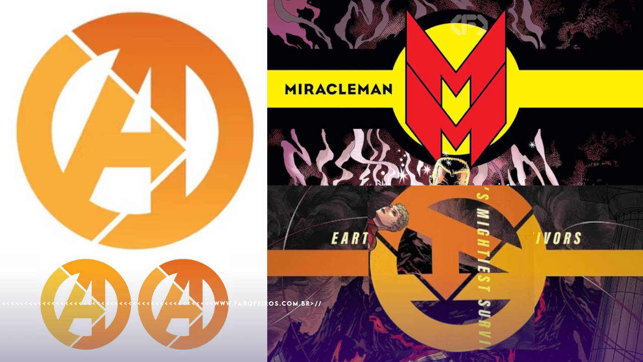 Comparação do novo logotipo dos Vingadores nos quadrinhos com o de Miracleman