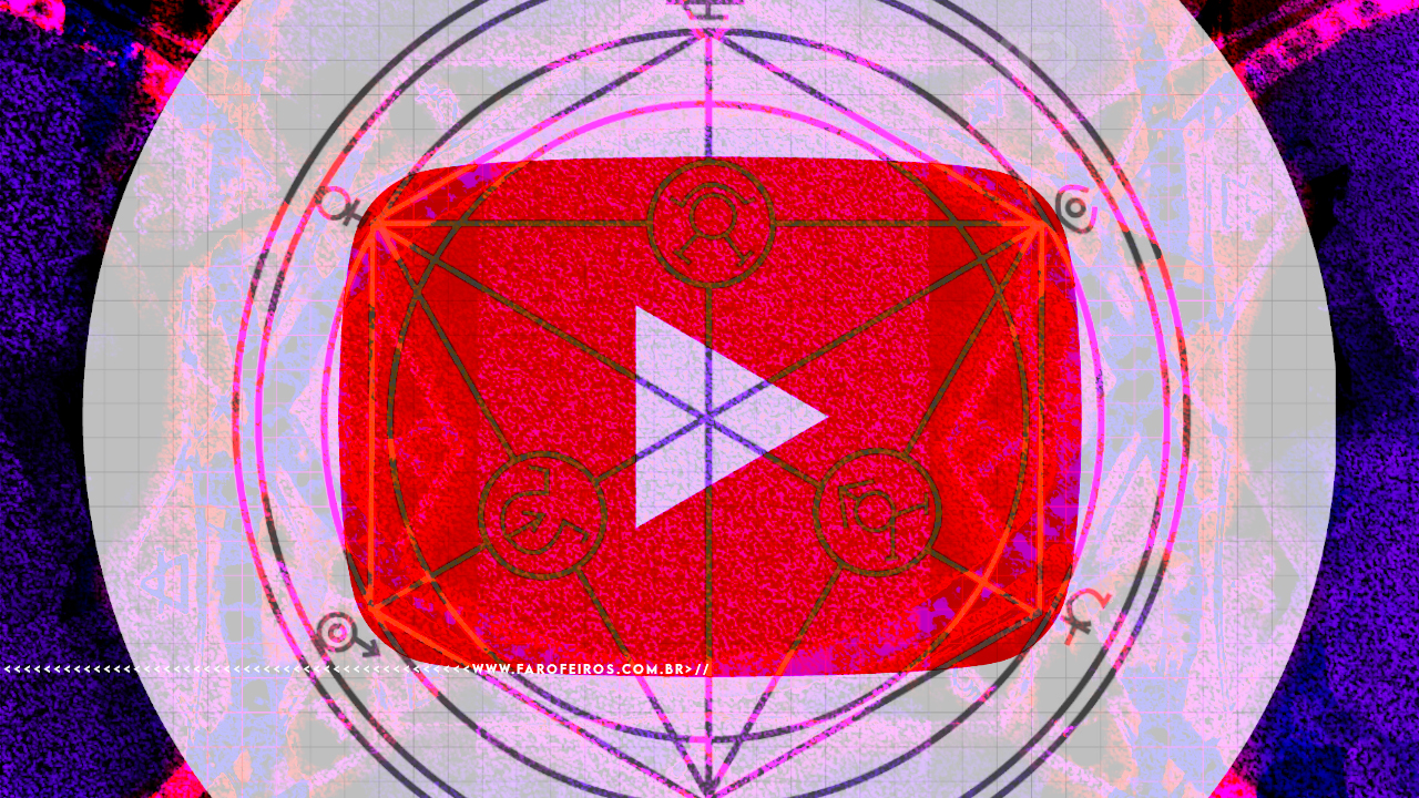 Logo do YouTube com símbolos de alquimia.