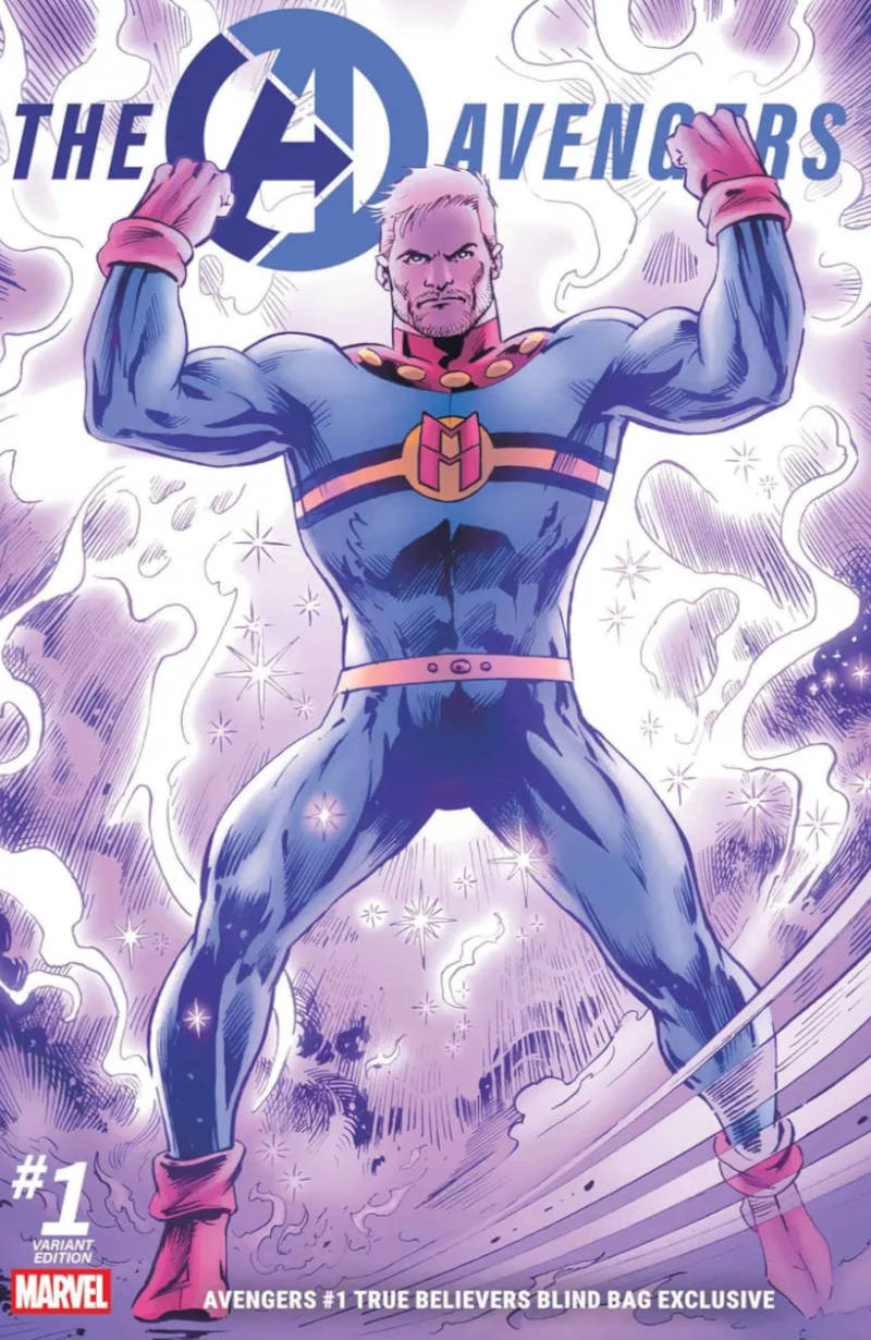 Capa Avengers #1 com Miracleman fazendo pose com os punhos erguidos