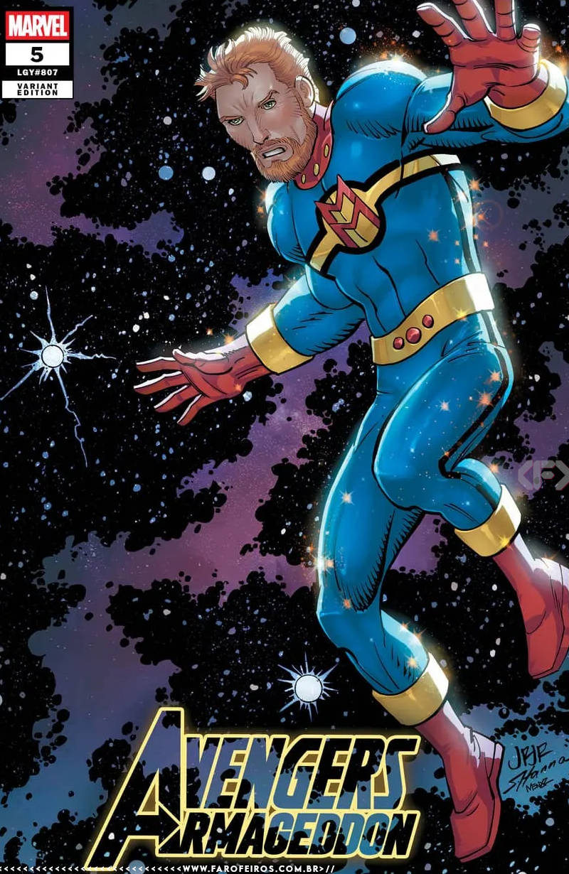 Capa Avengers Armageddon #5 - Miracleman flutuando em meio de heróis caídos