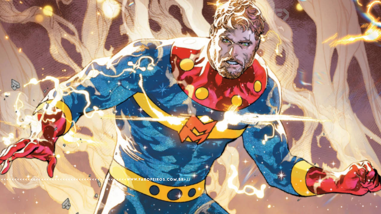David Colton assustado utilizando o uniforme clássico de Miracleman - FAROFEIROS.COM.BR